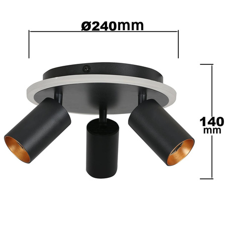 Lampa sufitowa okrągła Parma (LP-0612/3C Round BK) - Light Prestige