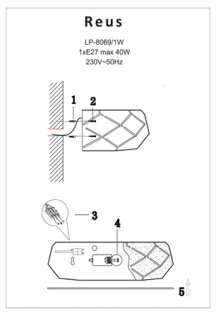 Kinkiet w kolorze złotym REUS - elegancka oprawa świetlna (LP-8069/1W GD) - Light Prestige