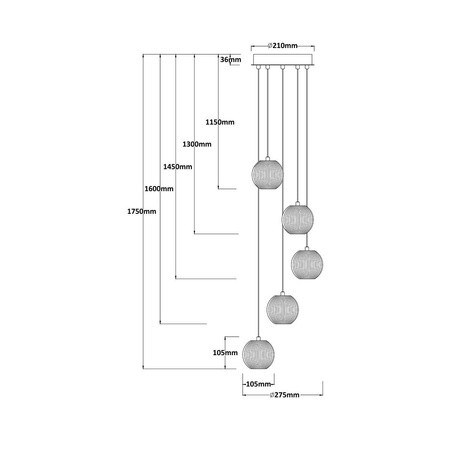 Lampa wisząca Brillant 5, złota, LED CCT (LP-3303/5P GD) - Light Prestige