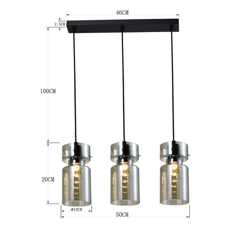 Potrójna lampa wisząca Nivio w odcieniu dymnym 3xE27 (LP-2811/3L AM) - Light Prestige