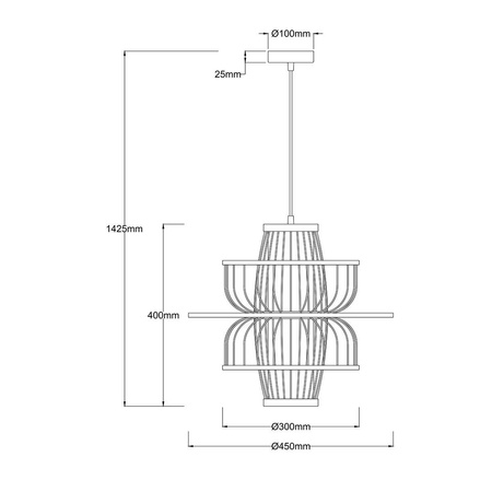 Lampa wisząca ratanowa Astra czarna 1xE27 (LP-3110/1P BK) - Light Prestige