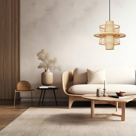 Lampa wisząca ratanowa Astra naturalna, 1xE27 (LP-3110/1P NT) - Light Prestige