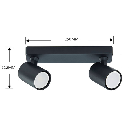 Reflektor Snow 2 w czarnym wykończeniu (LP-731/2W BK) - Light Prestige