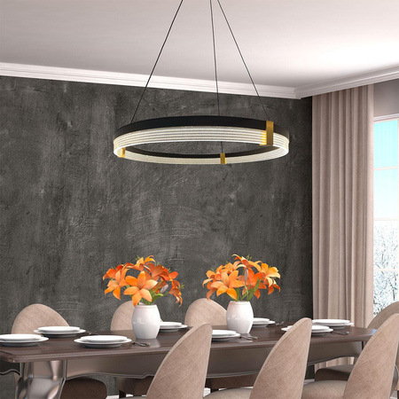 Lampa wisząca Plum 1 LED CCT czarna duża (LP-0407/1P L BK Triangle) - Light Prestige