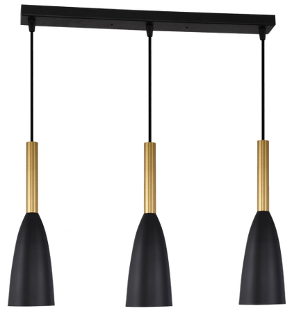 Wisząca lampa Solin 3 źródła światła, złote detale (LP-181/3L BK/GD) - Light Prestige