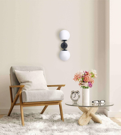 Elegancki kinkiet 2 w kolorze czarnym z transparentnym akcentem (LP-002/2W BK Transp.) - Light Prestige