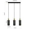 Lampa wisząca TIRANA czarna listwa 3-punktowa (LP-945/3L BK) - Light Prestige