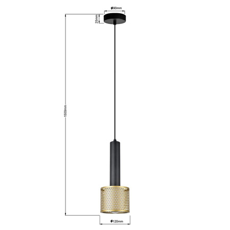 Lampa wisząca Amo złoto-czarna 1xE27 (LP-0702/1P GD) – Light Prestige